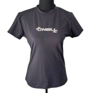 NWT O NEILL Basic Skins Short Sleeve Surf Swim Rash Guard Black Medium
